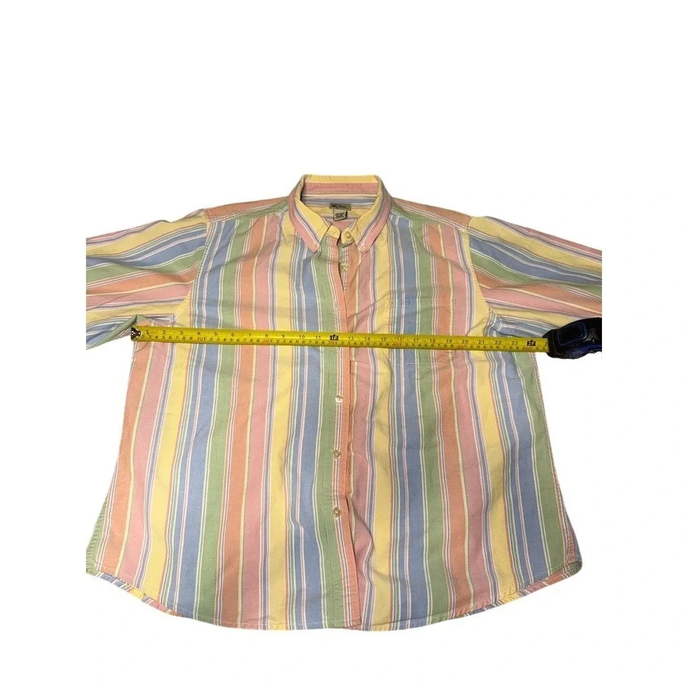 L.L.Bean Button-Up Shirt Womens XL Pastel Multicolor Striped Collared cabincore